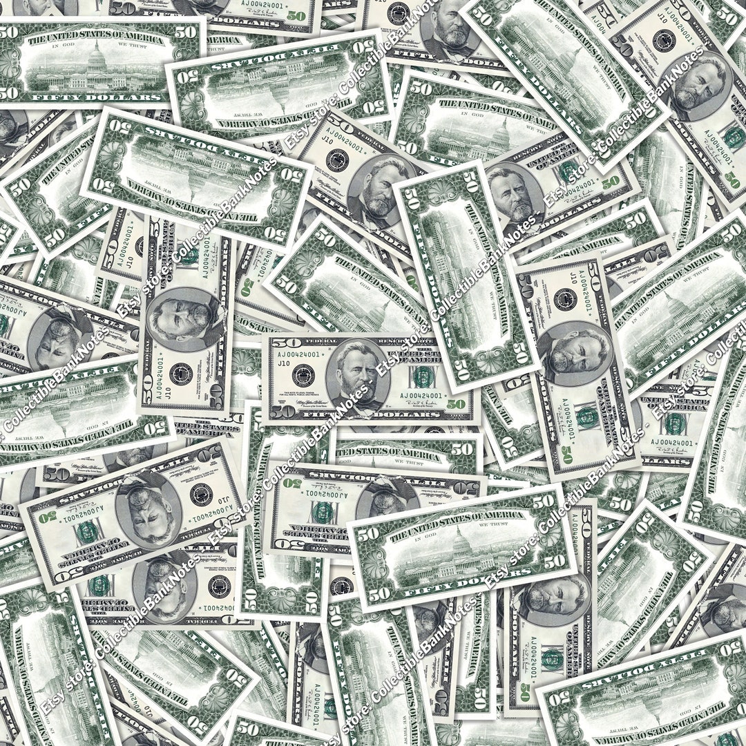 50 Dollar Bill Background Image Seamless Money Fifty Front & Etsy