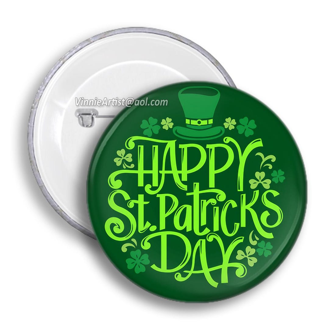 Happy St Patrick's Day Button Pin Pinback Badge Collectible Button - Etsy