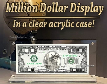 Miljoen dollarbiljet in een plastic behuizing Valuta acryl houderplaat Nep oefengeld niet echt Vision Board