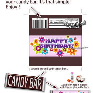 PRINTABLE Happy Birthday Candy Bar Wrappers Chocolate Instant Download ...