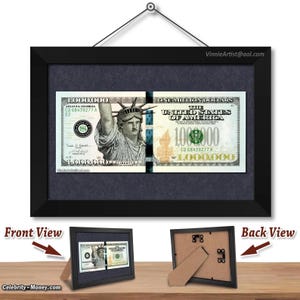 FRAMED One Million Dollar Bill - 5&quot; x 7&quot; Millionaire Business Success Inspiration Motivational New Business Gift Wood Frame Vision Board