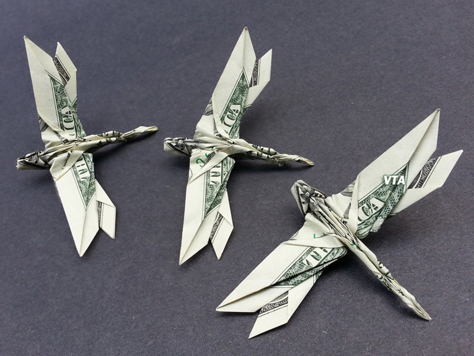 DRAGONFLY Money Origami Art Dollar Bill Animal Cash Insect Etsy