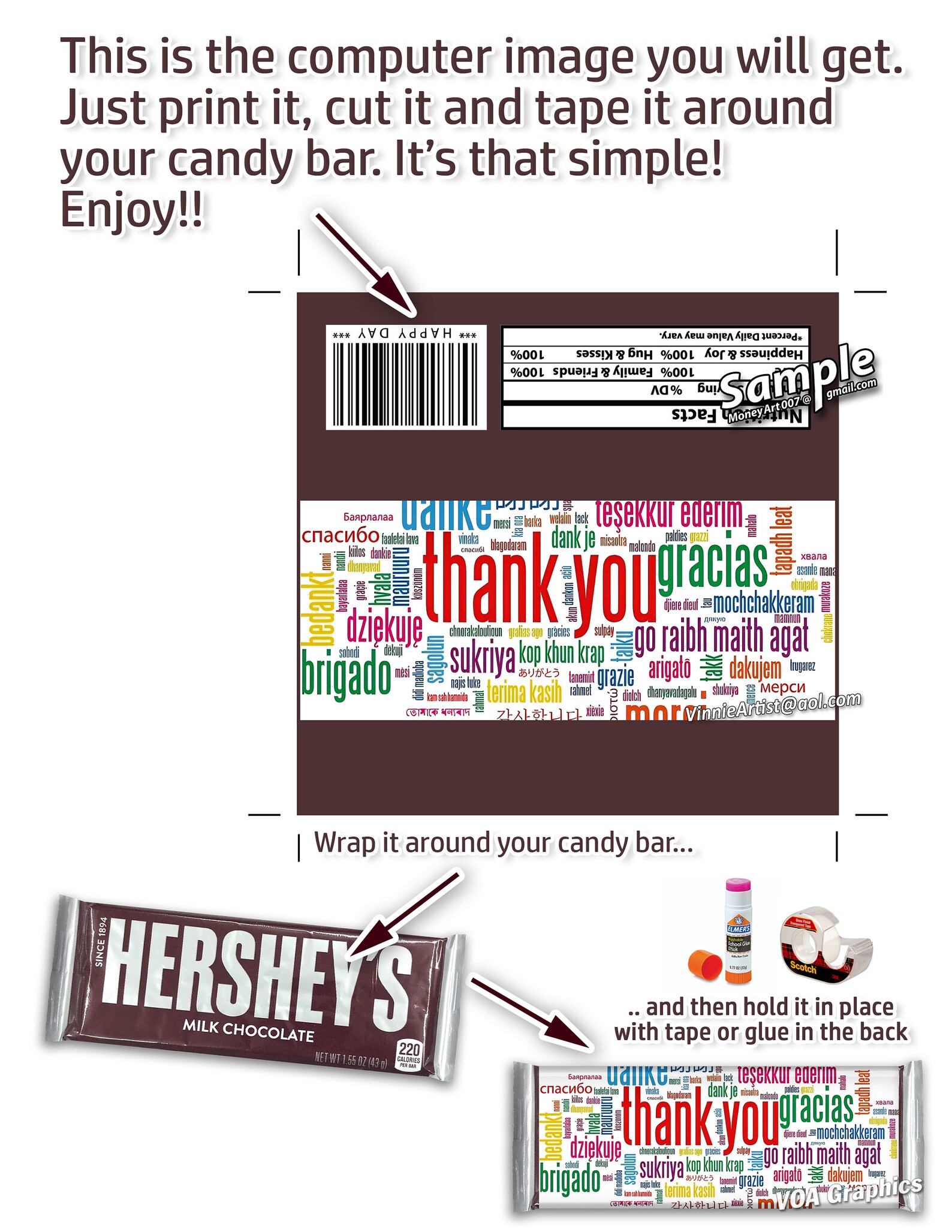 PRINTABLE Hershey's Thank You Candy Bar Wrappers All - Etsy