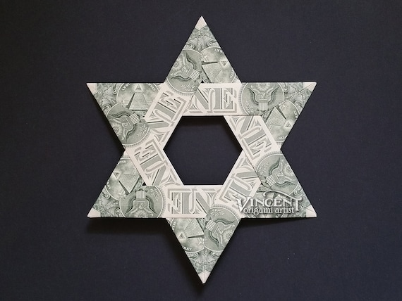 Large Star Of David Money Origami Dollar Bill Cash Sculptors Bank Note Handmade