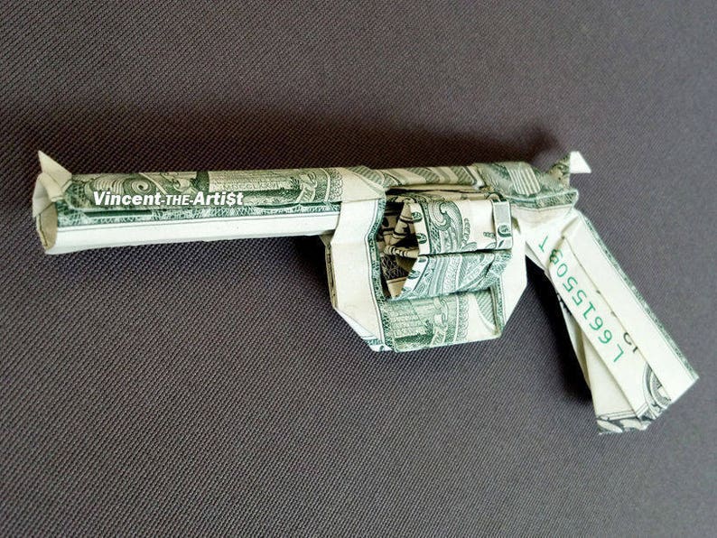 REVOLVER GUN Money Origami Dollar Bill Weapon Gun Assault Etsy