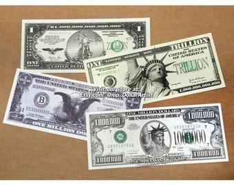 4 Money Bills Million Billion Trillion Zillion Millionaire Billionaire Trillionaire Zillionaire Gift Ideas Vision Board