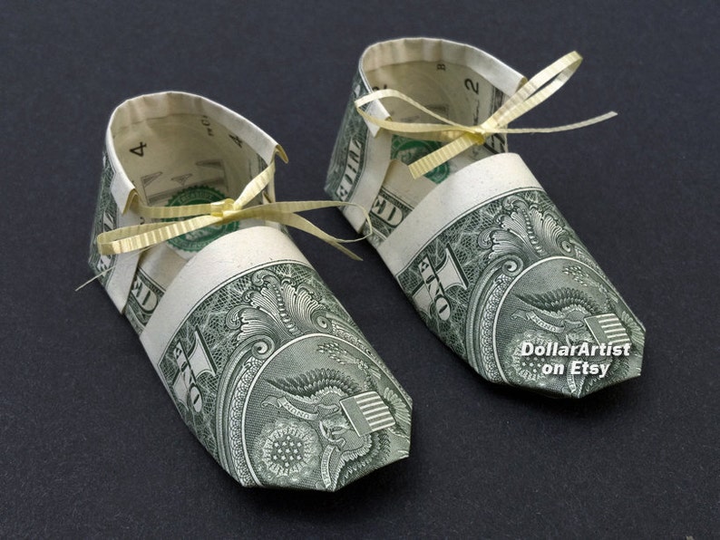 BABY SHOES Money Origami Art Dollar Bill Cash Sculptors Bank Etsy