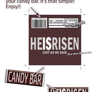 PRINTABLE HE is RISEN Candy Bar Wrappers Chocolate Jesus Christ ...