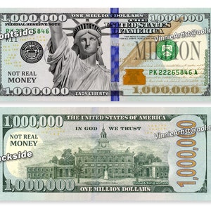 Million Dollar Bill FAKE MONEY Novelty Play Cash 1M Collectible Lady ...