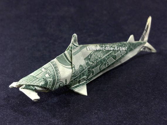 Hammerhai Hai Geld Origami Dollar Bill Fisch Meer Tier Kreatur Cash Bildhauer Banknote Handgefertigt