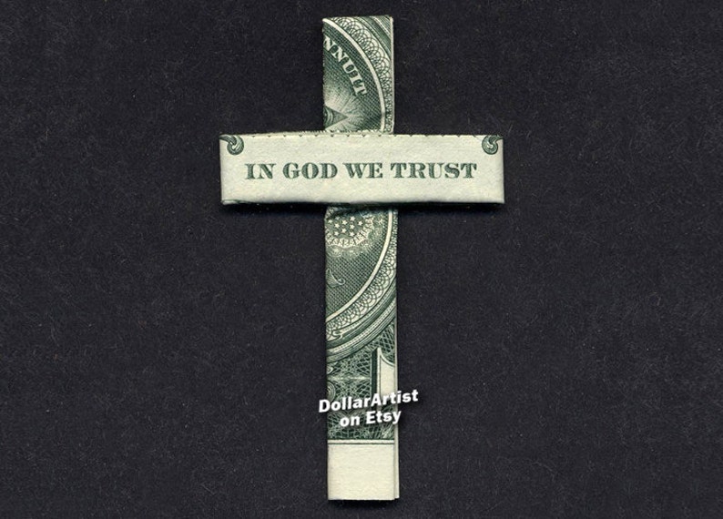 HOLY CROSS In God We Trust Money Origami Art Dollar Bill Cash Etsy