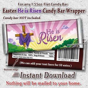 PRINTABLE Happy Easter Candy Bar Wrappers He is Risen Chocolate Instant ...
