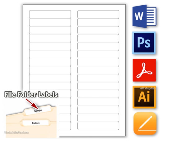 Templates for Avery 8366 8066 File Folder Labels 4 Formats PC Word Photoshop Acrobat PDF Illustrator Apple Page 45366 48266 48366 5029 5366