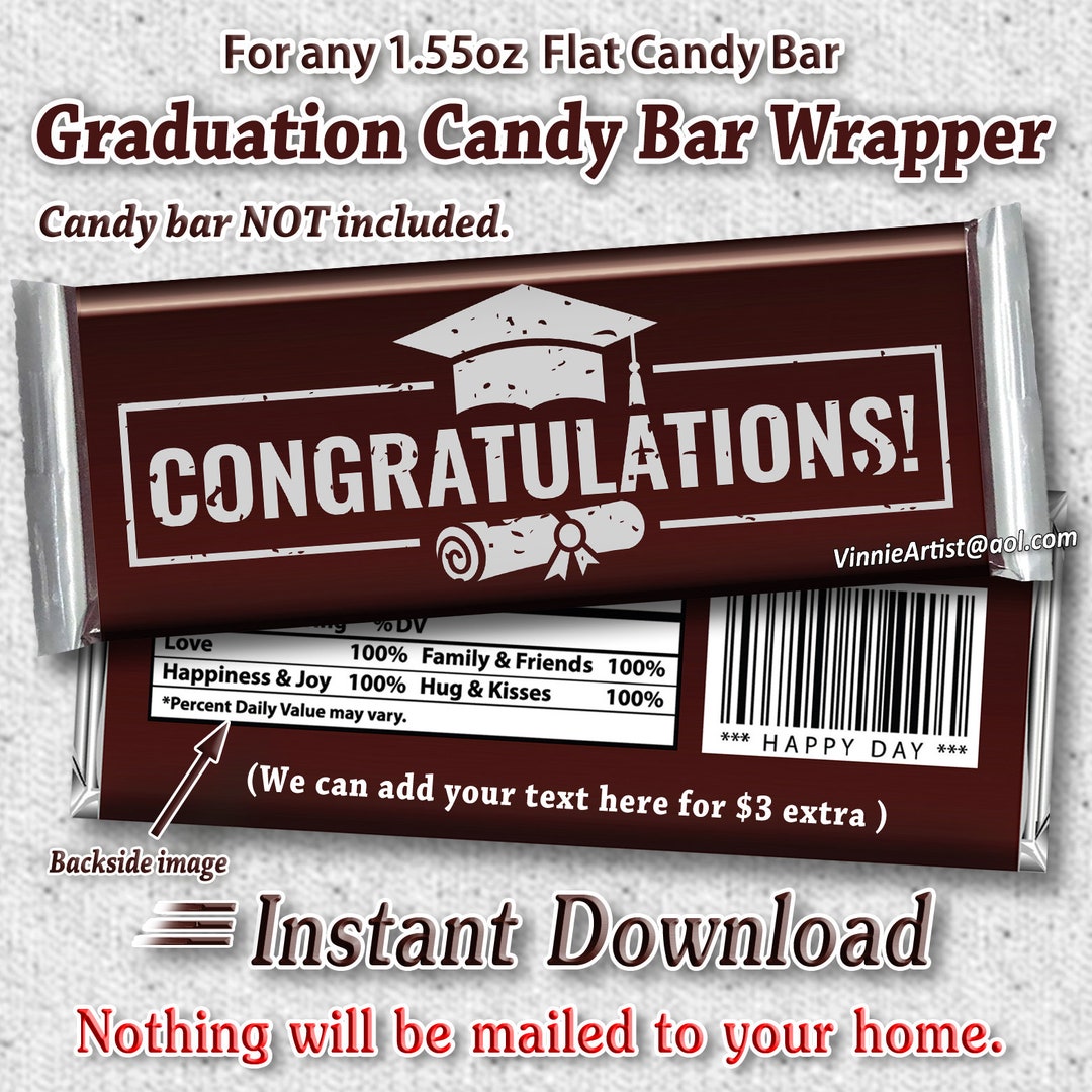 PRINTABLE Graduation Candy Bar Wrapper Congrats Congratulations Thank ...