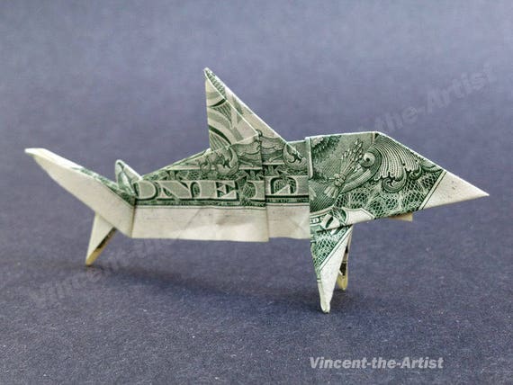Shark Money Origami Dollar Bill Fish Animal Sea Cash Sculptors Bank Note Handmade