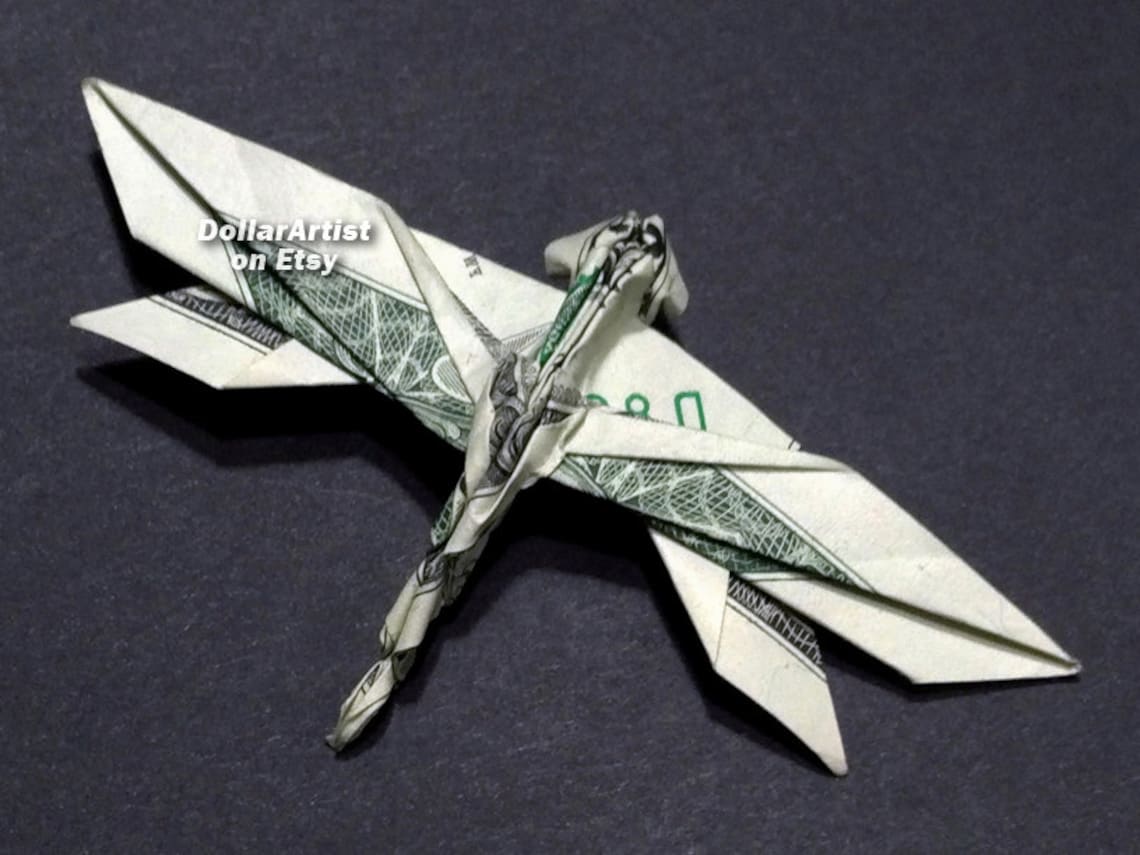 DRAGONFLY Money Origami Art Dollar Bill Animal Cash Insect Etsy