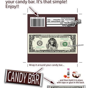 PRINTABLE Money Candy Bar Wrappers Chocolate Instant Download Cash ...