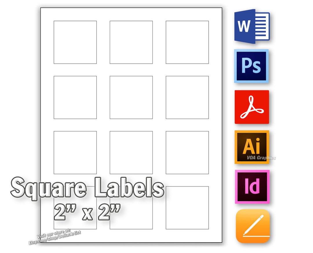 Templates for Avery 22806 Square Labels 5 Formats 2 X Etsy Templates for Avery 22806 Square Labels 5 Formats 2 X Etsy