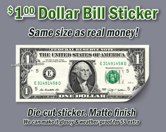 Full Size Money Stickers Money Dollar Bills Cash US Currency Decals -   Israel