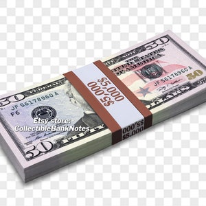 Fifty Dollars Stacks 50 Dollar Bills PNG Graphic Transparent Digital Download File Photoshop Artwork