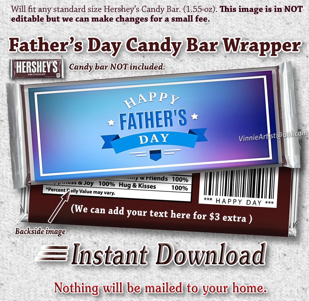 PRINTABLE Hersheys Candy Bar Wrapper Gift for Father's Day Etsy