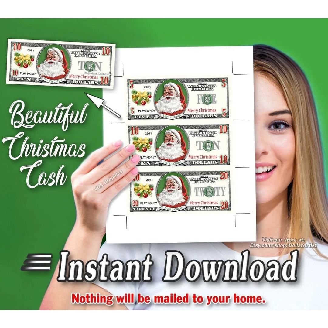 Printable CHRISTMAS Cash FULL SIZE Money Sheets With Cut Marks 3 per Printable CHRISTMAS Cash FULL SIZE Money Sheets With Cut Marks 3 per