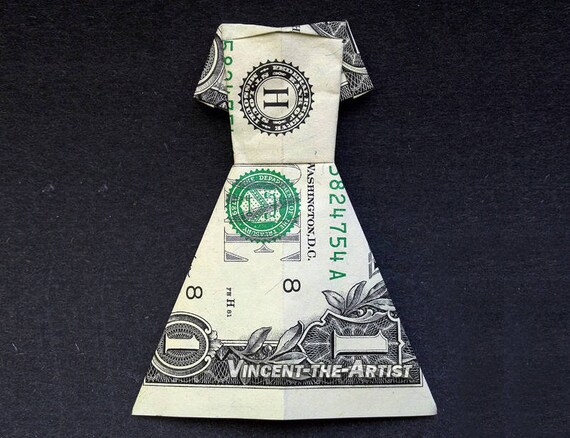 Dress Money Origami Dollar Bill Women Clothes Cash Sculptors Bank Note Handmade