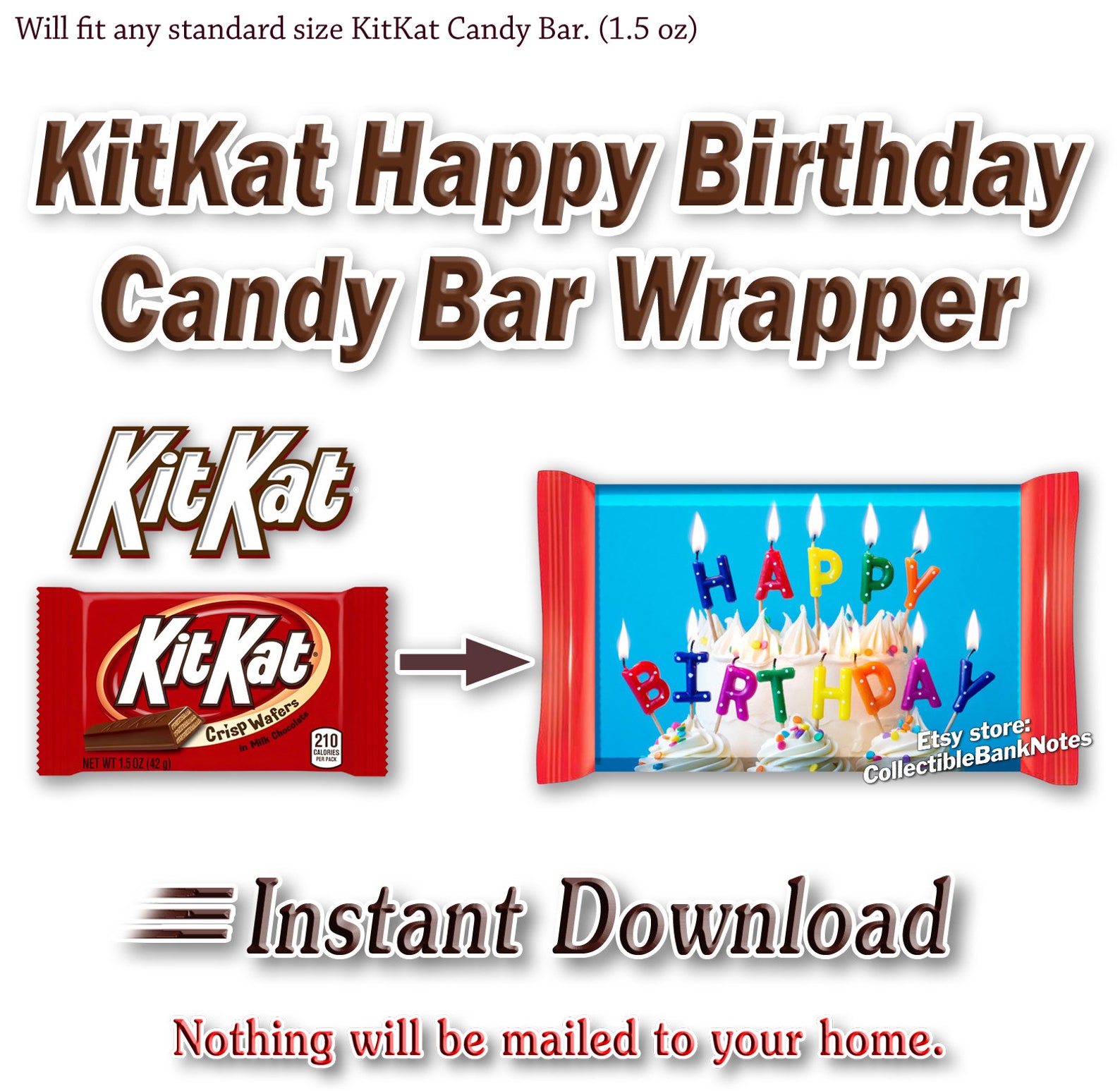 PRINTABLE Kit Kat Happy BIRTHDAY Candy Bar Wrappers Chocolate Etsy