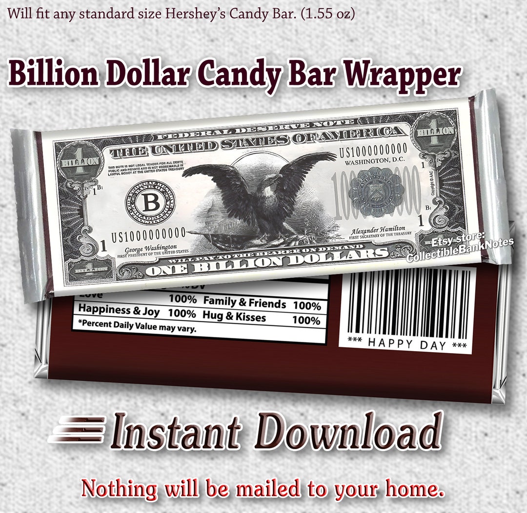 PRINTABLE Hershey's Money Candy Bar Wrappers Chocolate Etsy