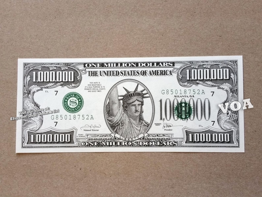 Set of 3 - The Traditional One Million Dollar Bill. Great Novelty Bill!