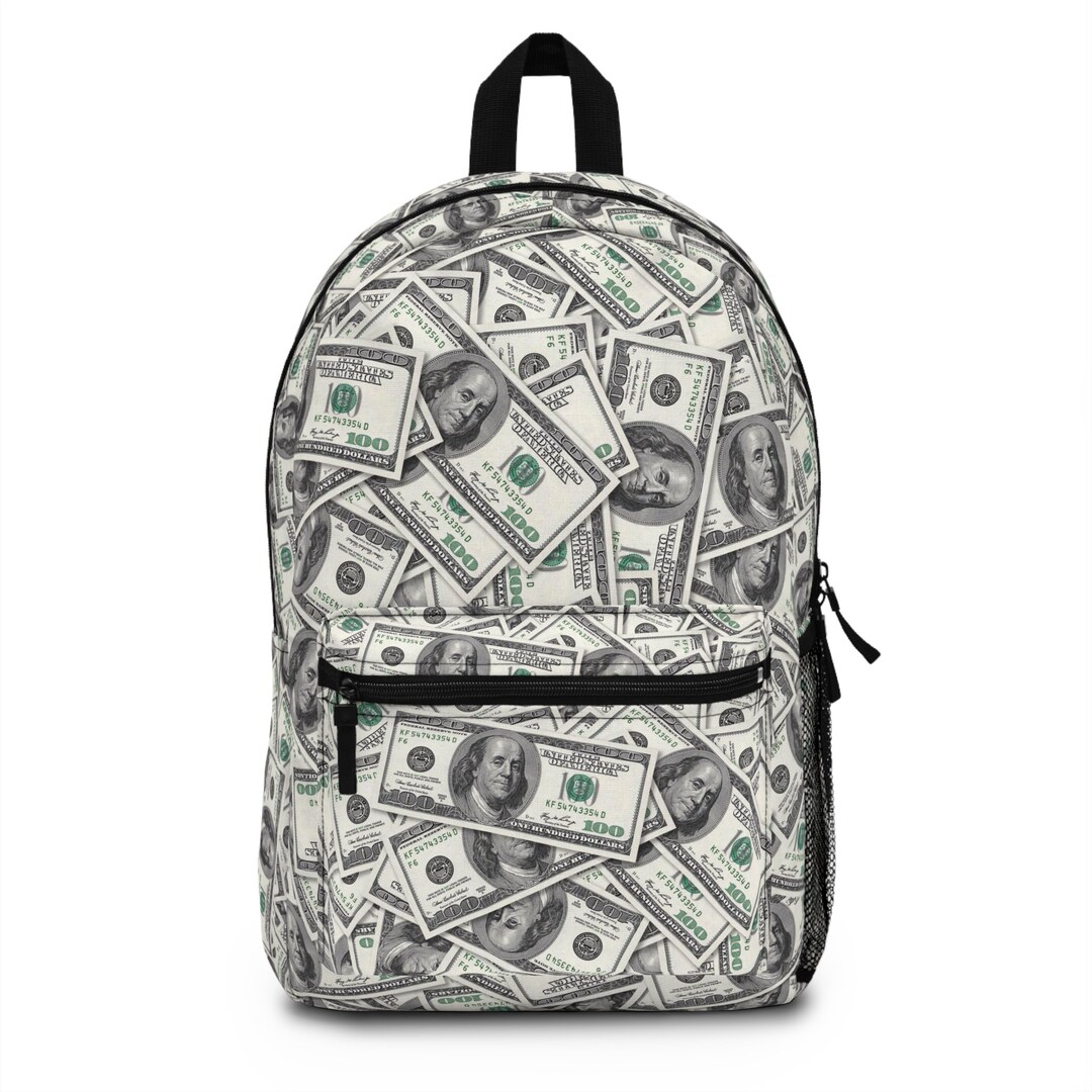 Lightweight & Waterproof Backpack 100 Polyester Money Pattern Hundred