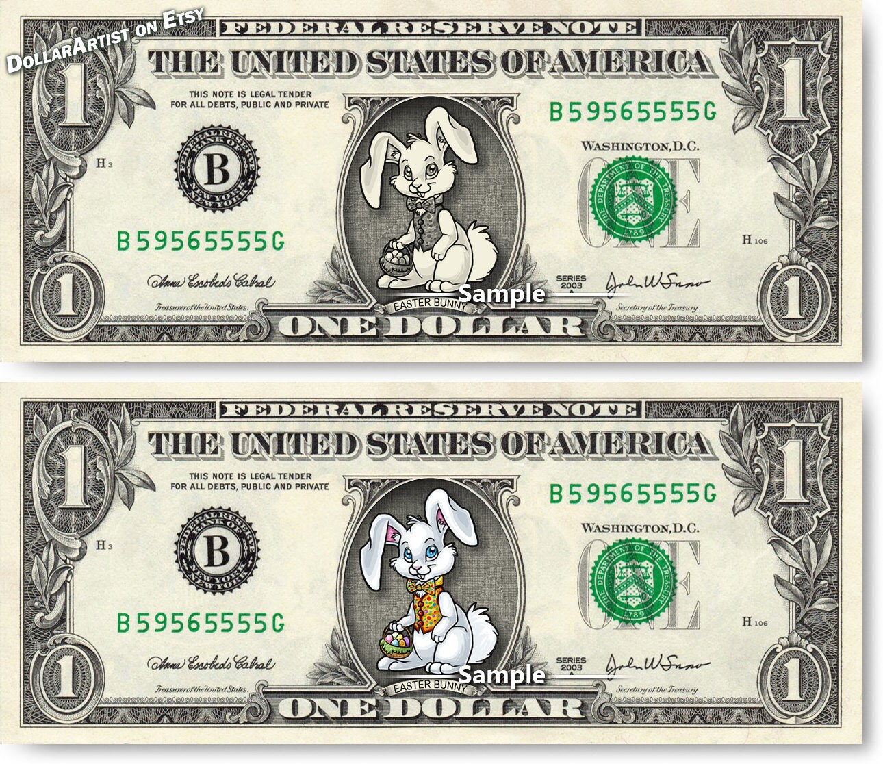 EASTER BUNNY en dinero real dólar Bill Efectivo Arte Conejo | Etsy
