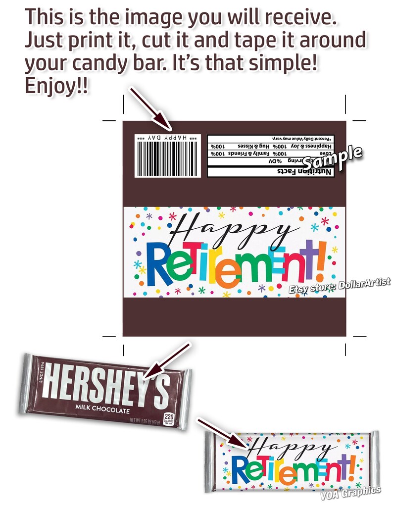 PRINTABLE Hershey's Happy Retirement Candy Bar Wrappers Etsy