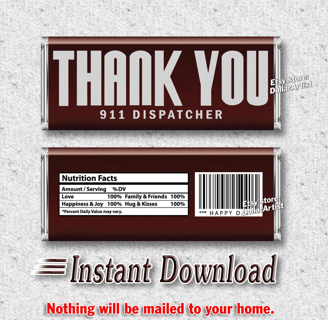 PRINTABLE 911 DISPATCHER APPRECIATION Gift Hershey's Candy Etsy