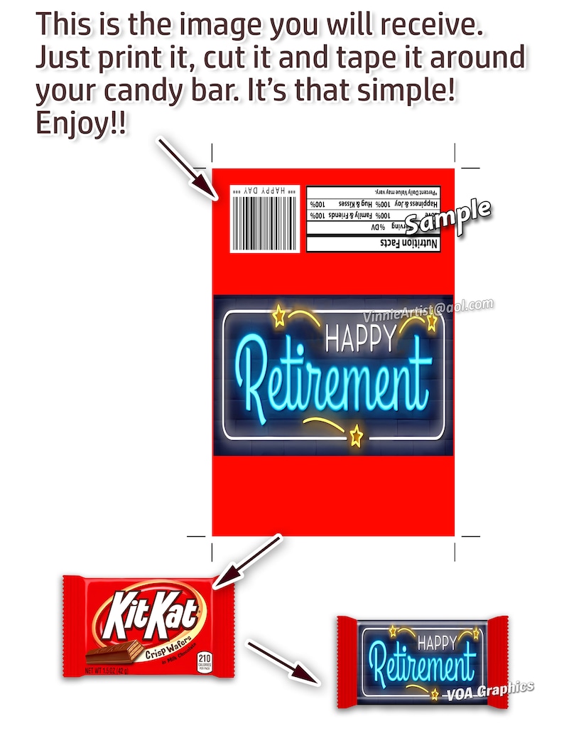 PRINTABLE Kit Kat Happy Retirement Candy Bar Wrappers Etsy