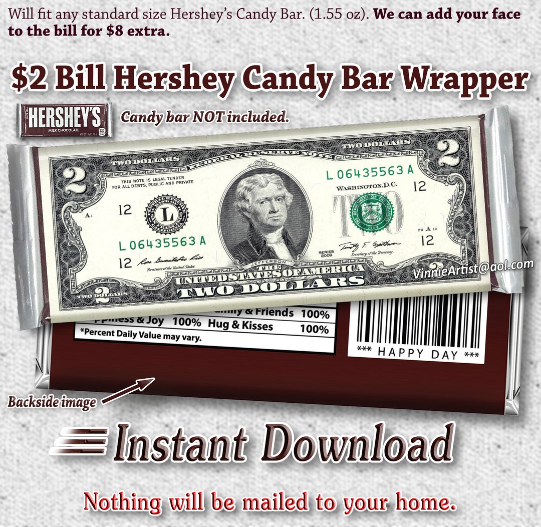 PRINTABLE Hershey's Money Candy Bar Wrappers Chocolate - Etsy