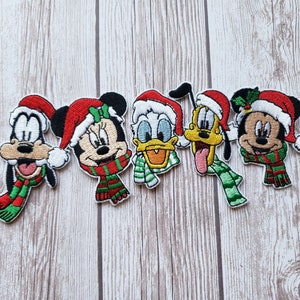 Mickey Mouse Christmas , Minnie, Disney Patches, Embroidered Iron on Patch  