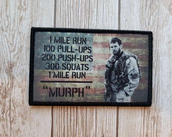 HOOK & LOOP 4" Murph Crossfit WOD Memorial Day Hero Workout 2022 Woven Patch for Weight Vest Backpack Army Tactical Military Navy
