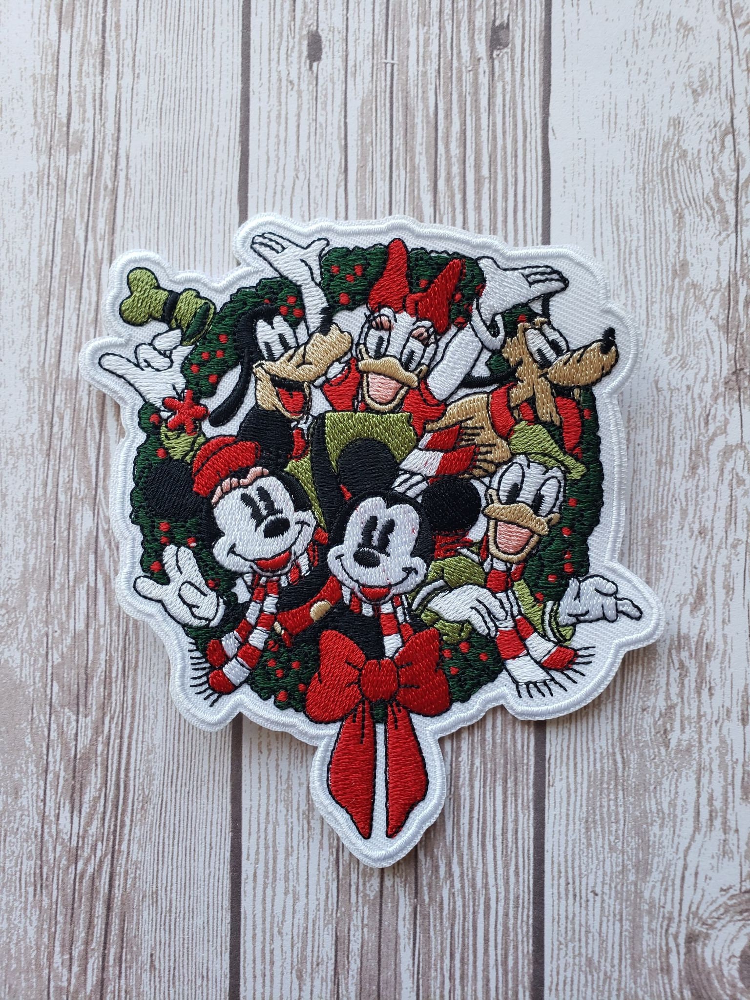 Holiday inspired Mickey chenille patch, Mickey Santa, Mickey patch, iron  on patch