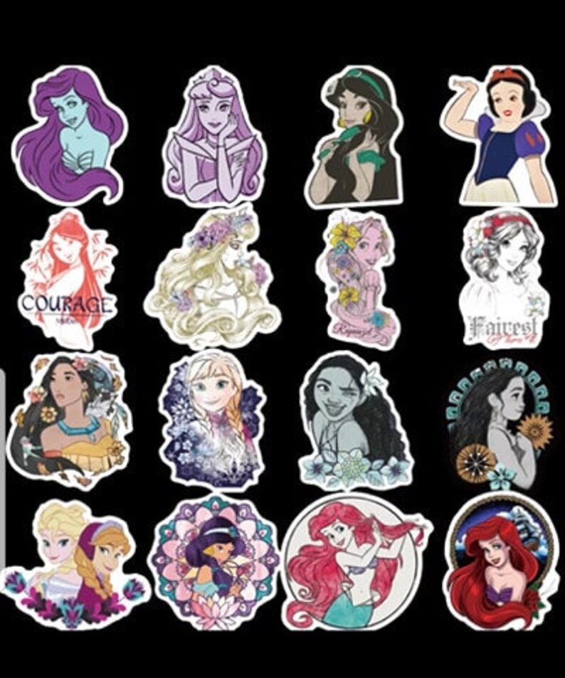 5 Disney Princess Stickers Decal 2x3 L Waterproof Etsy