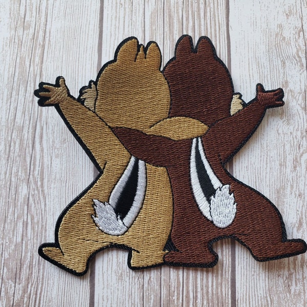 In Stock Now 4" Disney CHIP and DALE Best Friends BFF Butt Behind Chip N Dale Chipmunks Disneyland Disney Fabric Embroidered Iron On Patch