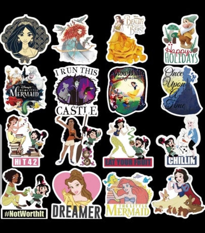 5 Disney Princess Stickers Decal 2x3 L Waterproof Etsy