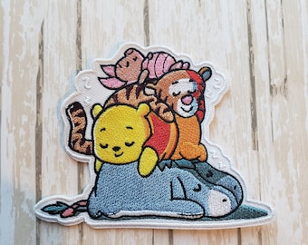 In STOCK Now 4" Disney Disneyland Disney Parks Winnie the Pooh Eeyore Piglet Tigger Fabric Iron On Patch Applique DIY No Sew, Kawaii
