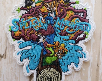 4.5" x 3.5" Disneyland Disney Splash Mountain Log Ride Fabric Embroidered Iron On Patch Applique DIY No Sew, Inspired