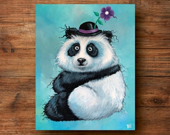 Perfectly Plump Panda - Fine Art Print - Hand Painted Art - Animal / Panda Bear / Zoo / Nursery Art
