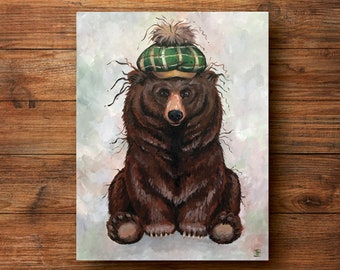 A Gentleman Bear - Fine Art Print - Hand Painted Art - Animal / Bear / Nursery Art