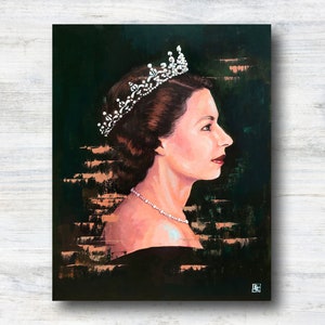God Save The Queen - Queen Elizabeth II Portrait Art Print - Hand Painted Art - England / Royalty / Strong Woman / History