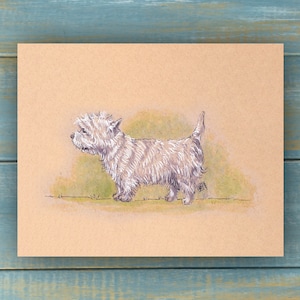 Vintage Westie Art Print - Vintage Pets Series - Hand Drawn Art - Dogs / Puppies / Poster Wall Art / Dog lover art