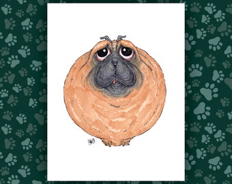 Pug Art Print - The Goodest Pups Series - Arte disegnata a mano - Cani / Cuccioli / Animali / Arte amante dei cani