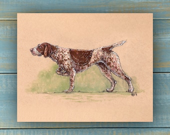 Vintage Brown Pointer Art Print - Vintage Pets Series - Hand Drawn Art - Dogs / Puppies / Poster Wall Art / Dog lover art